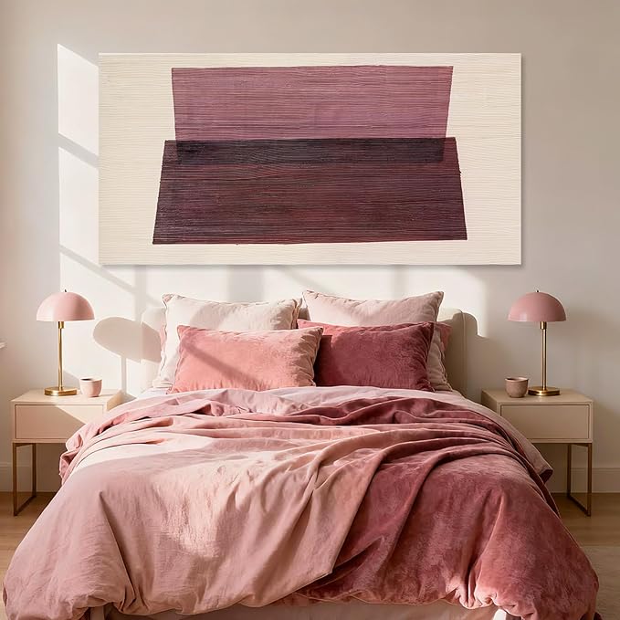 YETHEN WAL Burgundy Abstract Wall Decor Large Hand-Painted Textured Canvas Art - Image 3
