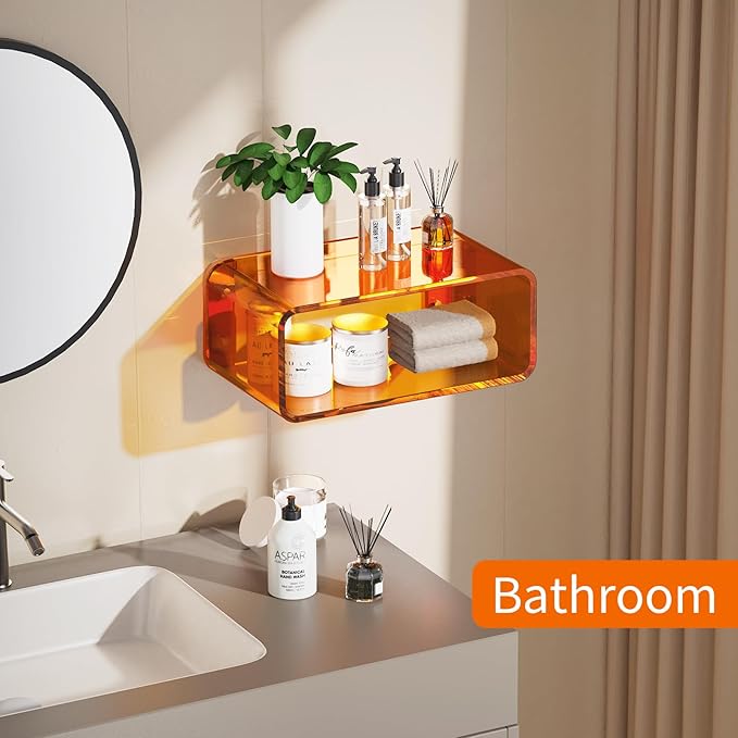 Acrylic Floating Nightstand, Bedside Table, Nightstand Shelf Wall Mounted - Image 7