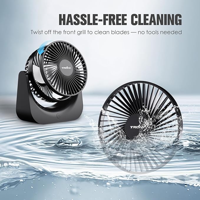 TRILINK Small USB Desk Fan – 5-Speed Mini Table Fan - Image 5