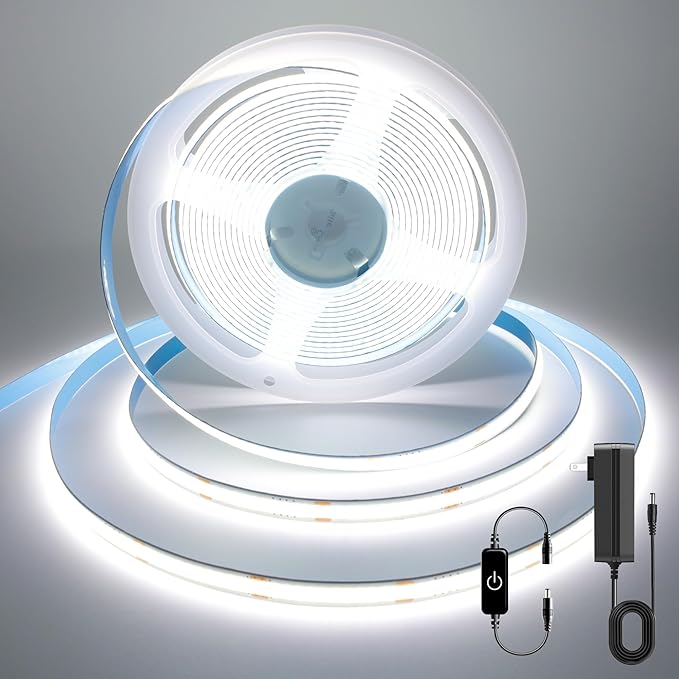 COB LED Strip, 16.4ft White LED Strip Light, Dimmable LED Light Strip 6000K by AUZIWECOBLEDStripLights