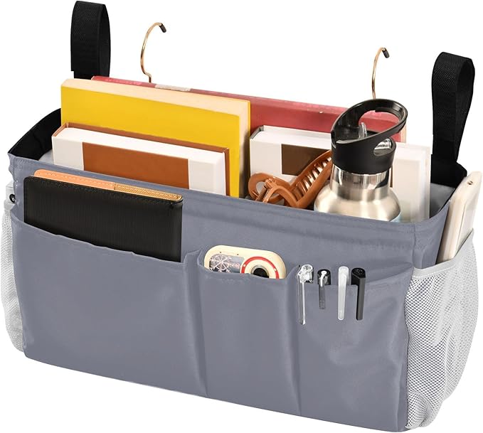 KOPIRIT Grey Bedside Caddy Storage Bag Bedside Organizer - Image 3
