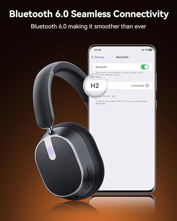Active Noise Cancelling Headphones, 120H Playtime Bluetooth 6.0 Wireless - Image 7