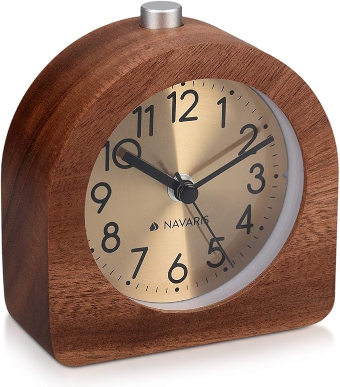 Navaris Wood Analog Alarm Clock by Navaris
