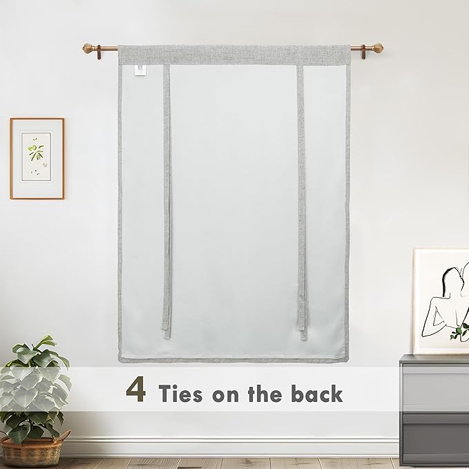 DriftAway Double Layer Linen Blackout Tie Up Curtains Thermal Insulated Fully - Image 6