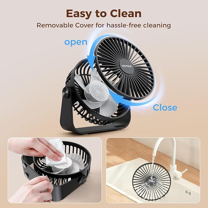 TriPole USB Desk Fan Portable Mini Fan Powerful 3 Speeds Wind Personal Desktop - Image 7