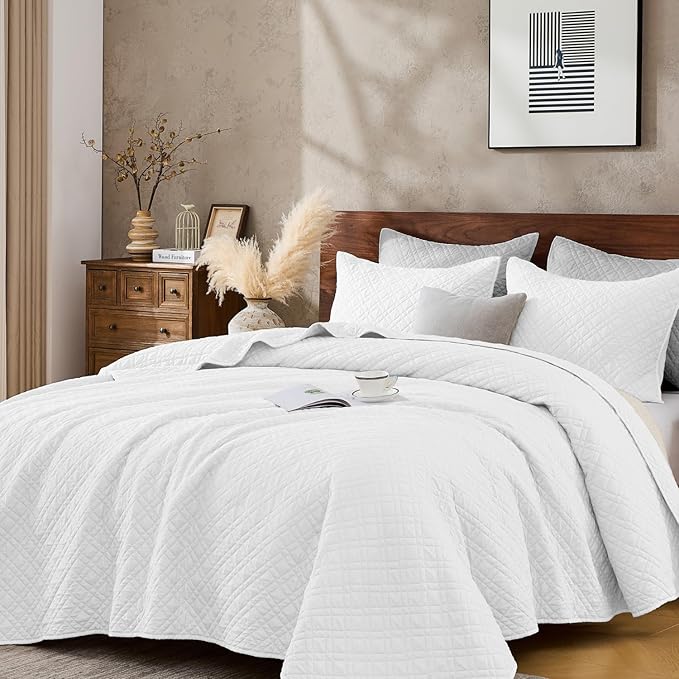 Queen Quilt Set with Shams Lightweight Quilted Bedspread Coverlet Thin by DownHome-FashionBeddingCollection