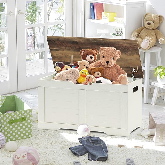 Timberer 31.5" Storage Chest, Wooden Storage Bench, Lift Top Toy Chest - Image 2