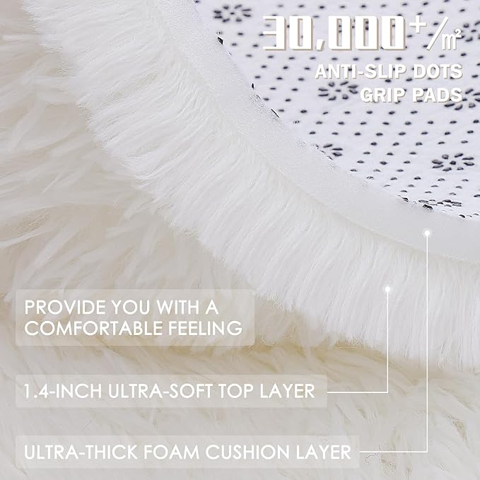 OLANLY Ivory Round Rugs for Bedroom - Image 6