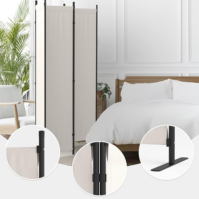 Room Divider, 4 Panel Folding Privacy Screen, 88” Portable Separating - Image 2