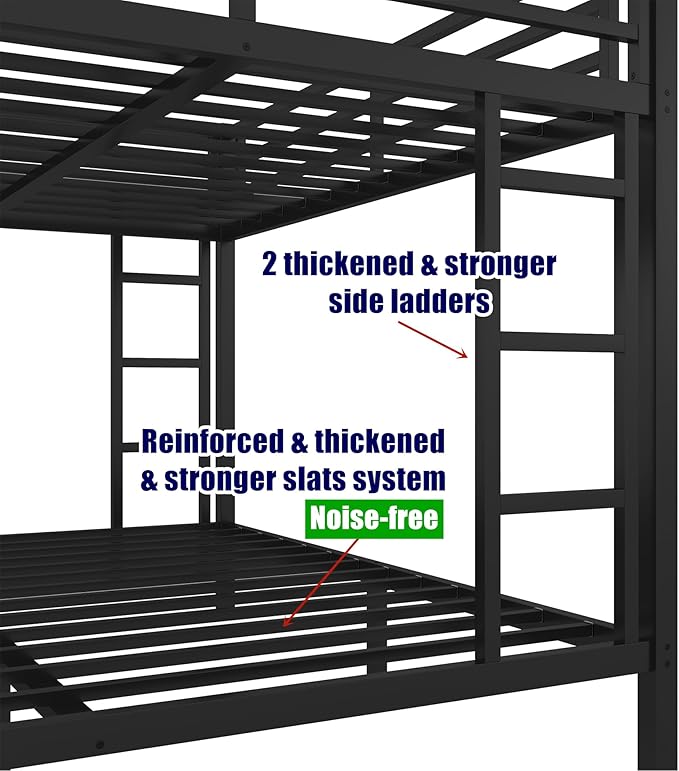SIGONE Stronger & Safer Heavy Duty Queen Over Queen Size Bunk Bed - Image 8
