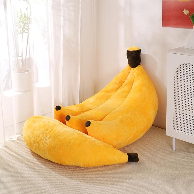 Banana Bean Bag Chair with Ottoman, Floor Sofa Bed with Footrest, Comfy by IEVENW
