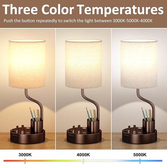 Bedside Table Lamps for Bedroom Set of 2 - Image 2