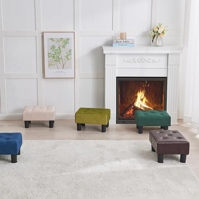 BRIAN & DANY Small Foot Stool, Leather Foot Stools - Image 7