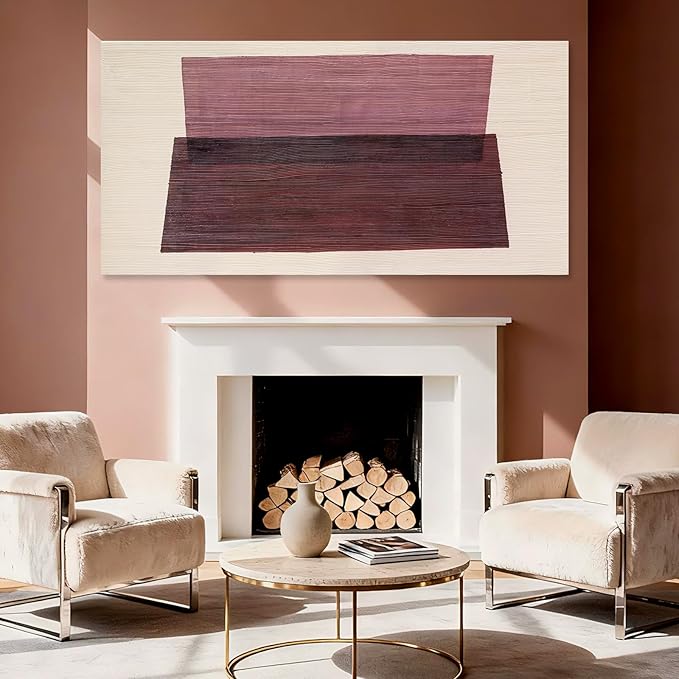 YETHEN WAL Burgundy Abstract Wall Decor Large Hand-Painted Textured Canvas Art - Image 6