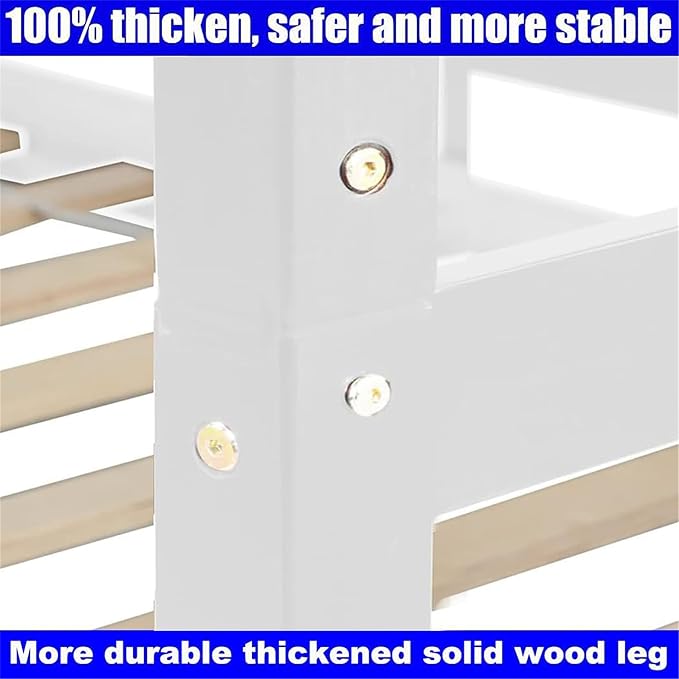 Upgraded Version Thicken Solid Wood Queen Over Queen Bunk Bed, Best Wooden Bunk - Image 6