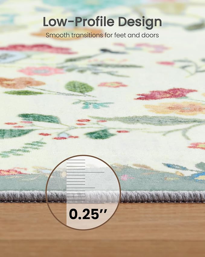 Amada 2x6 Washable Runner Rug, Non-Slip & Low-Profile Kitchen Area Rug - Image 5