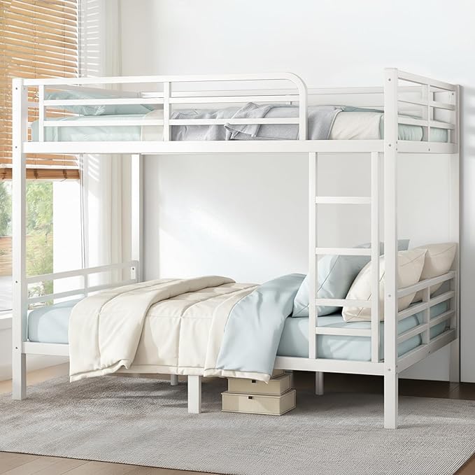 Full Over Full Bunk Bed Frame, Heavy Duty Metal Loft Bed by Unknown