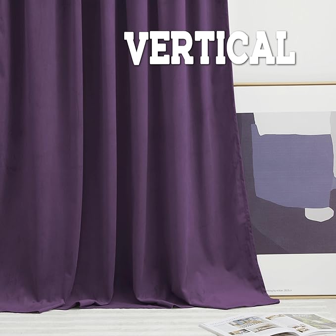 RYB HOME Purple Velvet Curtains 96 inches Length, Back Tab & Rod Pocket Soft - Image 6