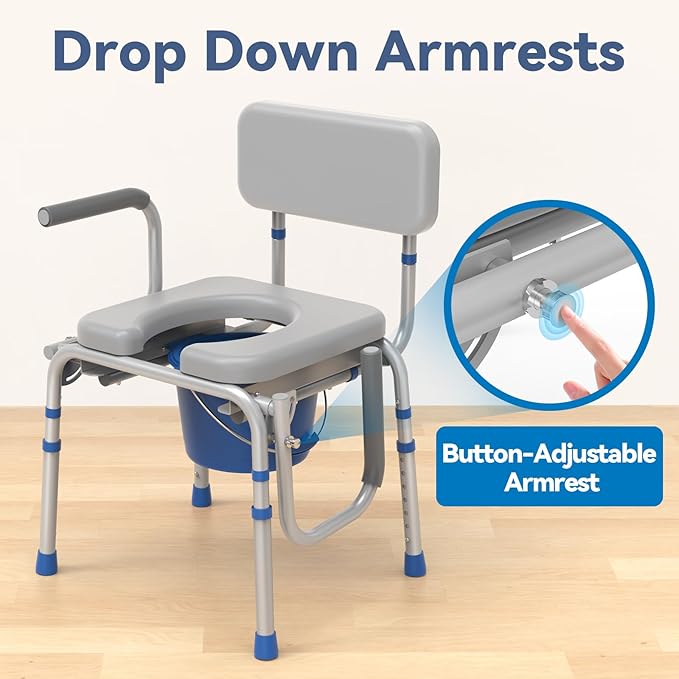 Loyoda Drop Arm Bedside Commode, Commode - Image 3