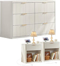 LEYAOYAO 48" Wide Fluted Dresser and 1 Drawers 23" Nightstand Set of 2 by LEYAOYAO-Findtheshiningpointofyourideallife%EF%BC%81