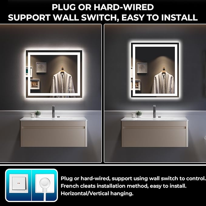 YEELAIT 28x36 Inch LED Bathroom Mirror - Image 7