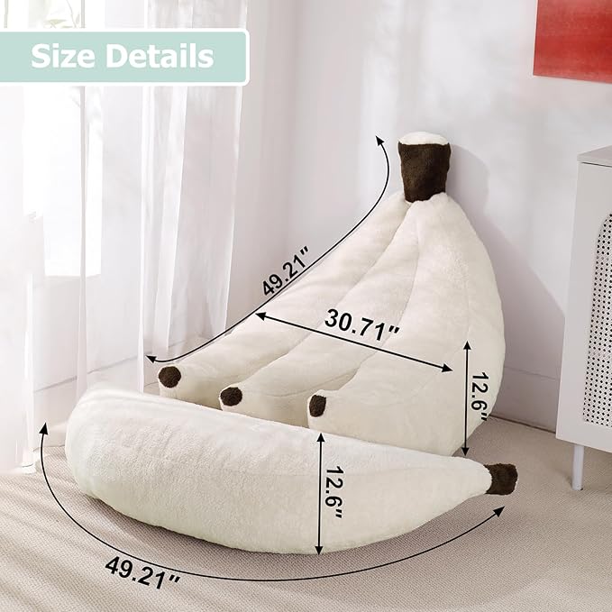 Banana Bean Bag Chair with Ottoman, Floor Sofa Bed with Footrest, Comfy - Image 2