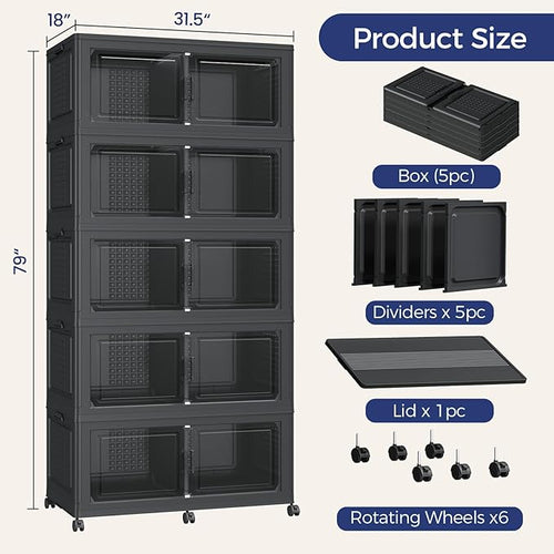 250GAL Storage Bins with Lid and Wheels, Stackable Closet Organizers and - Image 2