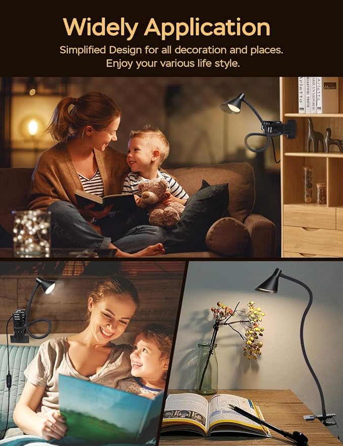 Clip on Light USB Reading Light 3 Color Modes 10 Brightness Levels Eye Care - Image 4