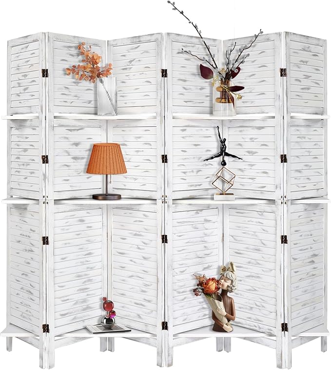 Bonnlo Wood Room Divider Privacy Screen, 5.9 Ft Tall Folding Partition Wall by Bonnlo