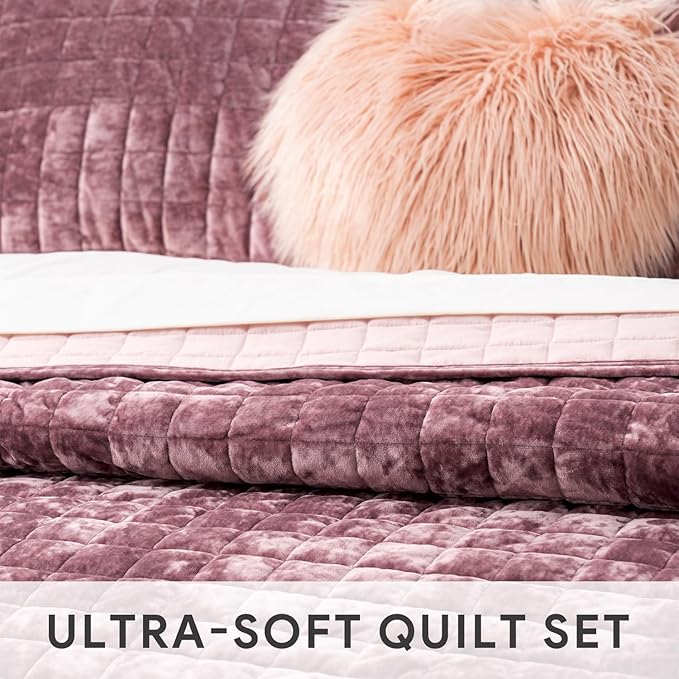 RECYCO Luxury Velvet Quilt Set King Size, Lightweight Velvet Comforter Set - Image 5