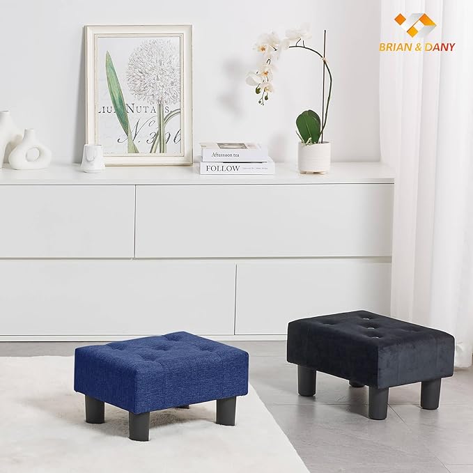 BRIAN & DANY Small Foot Stool, Linen Foot Stools - Image 7