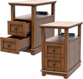 HIFYOBRO End Table with Flip Top Charging Station Set of 2, Narrow Side Table by HIFYOBROUS