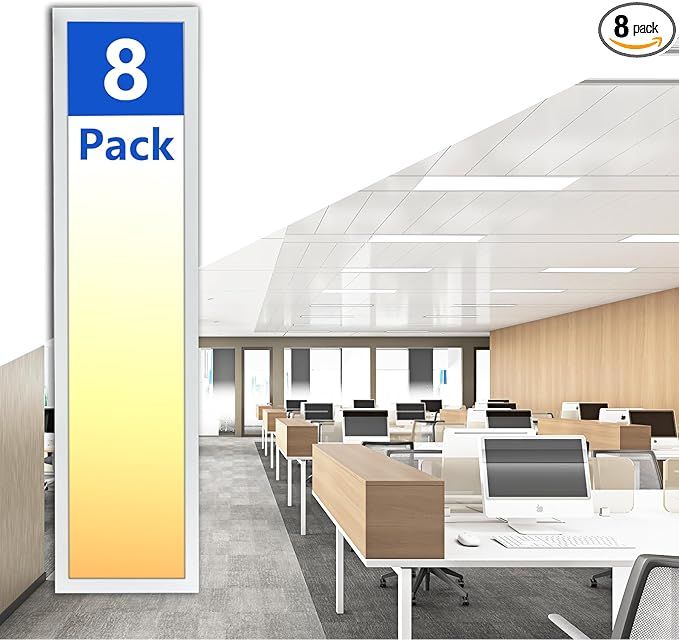 CycevSun 8 Pack 1x4 LED Flat Panel Light Drop Ceiling, 0-10V Dimmable by CycevSun