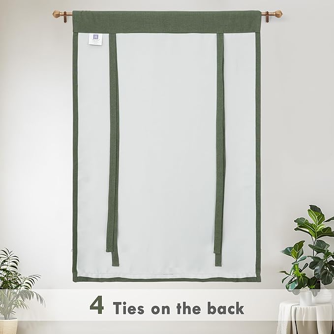 DriftAway Double Layer Linen Blackout Tie Up Curtains Thermal Insulated Fully - Image 6