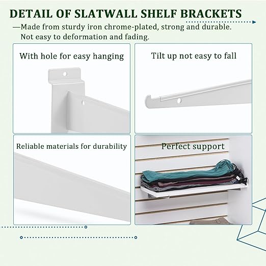 AYAYGD 10 Pack Slatwall Knife Shelf Bracket, 8 inch Slatwall Bracket - Image 3