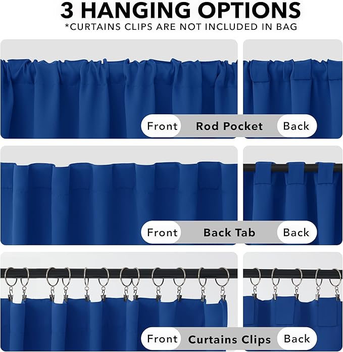 Deconovo Blackout Curtains, Thermal Insulated, W52 x L54 2 Panels, Back Tab - Image 2