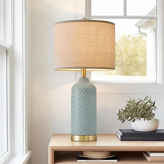 24.25" Modern Ceramic Blue Lamps - Image 5