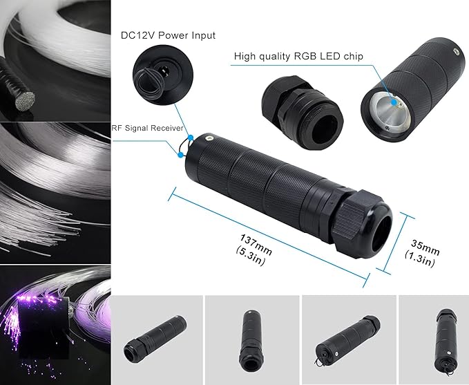 AZIMOM 6W Bluetooth/APP Control RGBW Fiber Optic Lights Star Ceiling Kit Sensor - Image 3