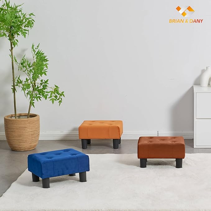 BRIAN & DANY Small Foot Stool, Velvet Foot Stools - Image 7