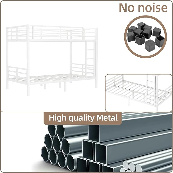 Twin XL Over Twin XL Bunk Bed Frame, Heavy Duty Metal Loft Bed - Image 6