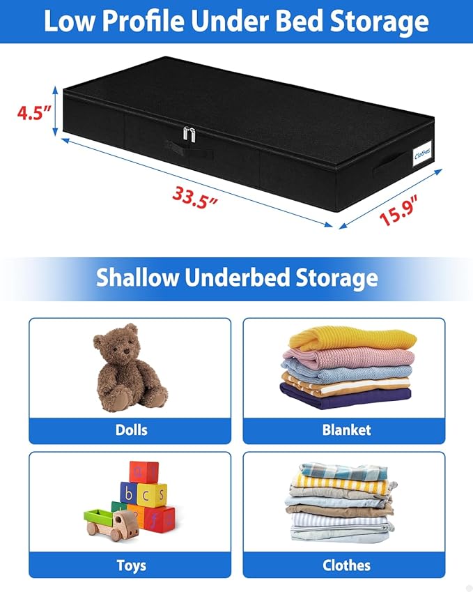 Under Bed Storage Containers, Low Profile Underbed Zipper Storage Bin 4.5 - Image 3