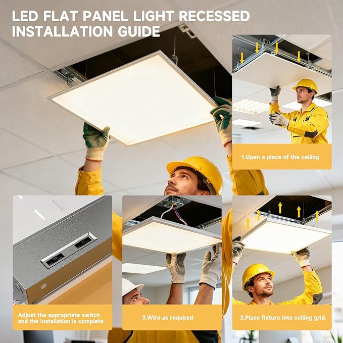 6 Pack 2x2 LED Flat Panel Light Drop Ceiling Office Fixture, Surface Mount Drop - Image 5