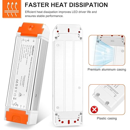 60W Dimmable LED Driver 12V DC Triac Constant Transformer, 120V AC to 12 Volt - Image 4