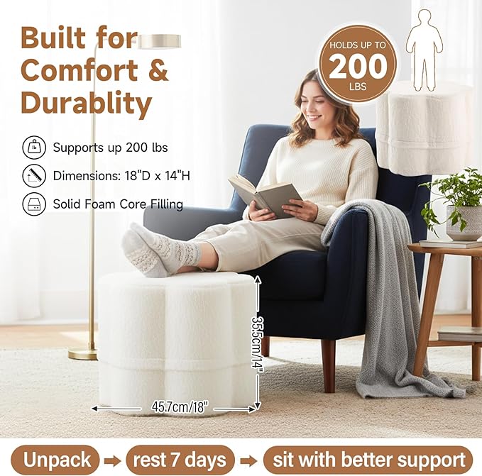 Tiita Floral Pouf Ottoman, Foot Stools Ottoman - Image 6