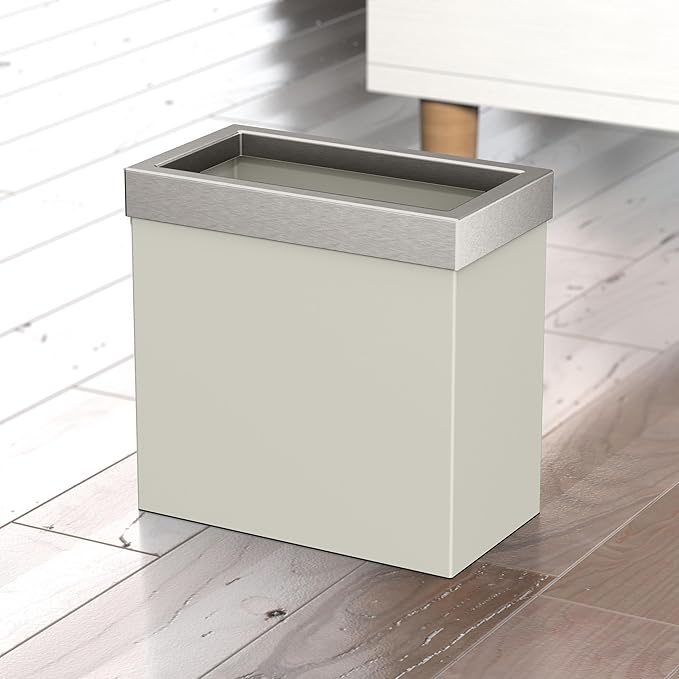 Gatco Modern Rectangle Wastebasket, Matte Pearl and Satin Nickel Combo - Image 3