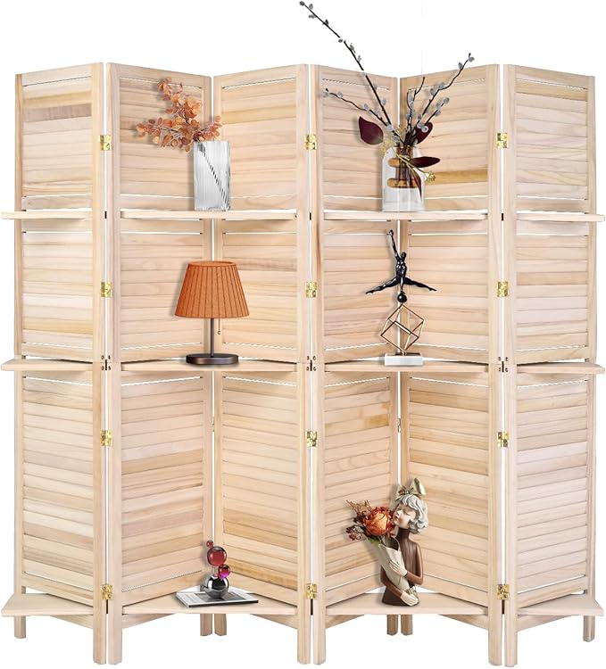 Bonnlo Wood Room Divider Privacy Screen, 5.9 Ft Tall Folding Partition Wall by Bonnlo