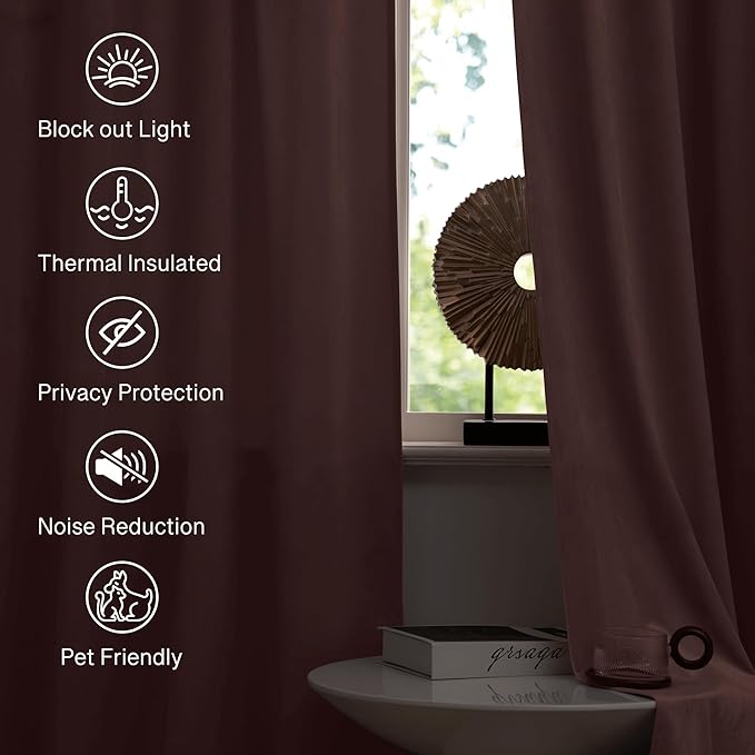 StangH Soft Wild Rose Velvet Curtains 102 inches Long Light Blocking - Image 6