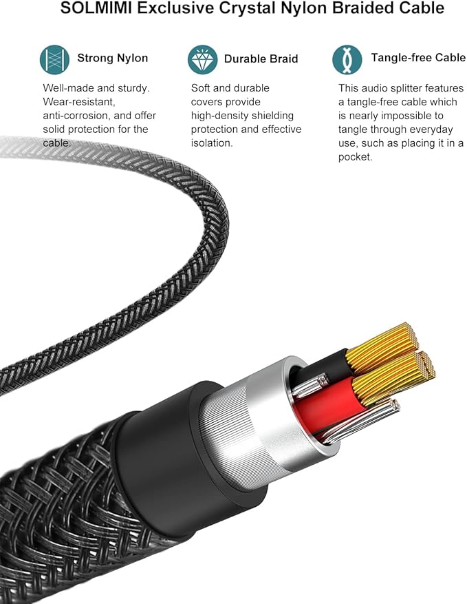 SOLMIMI Headphone Splitter for 2 Headphones, TRRS 3.5mm Male to 2 Female Audio - Image 6