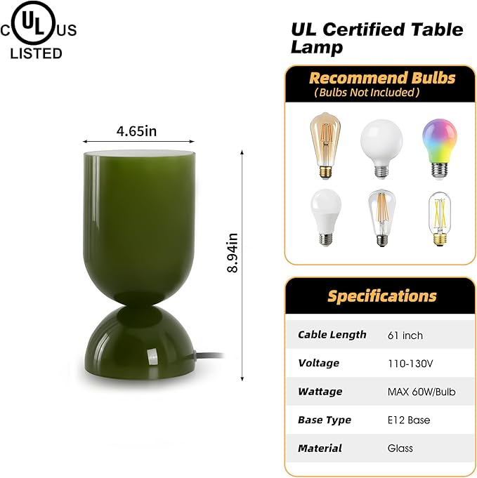 8.9" Modern Glass Table Lamp for Living Room, Dimmable Desk Lamps for Bedroom - Image 2