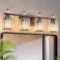 FDPBY Bathroom Vanity Lights 4-Light Sand Black Modern Crystal Vanity Light by FDPBY